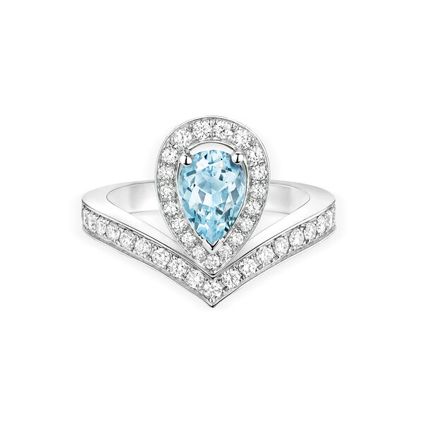 Jos&eacute;phine Aigrette White Gold Aquamarine Diamond Pav&eacute; Ring