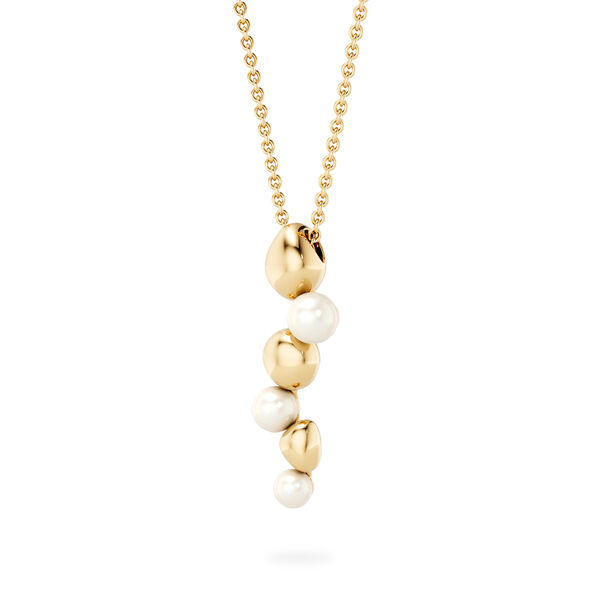 Drop Necklace in Yellow Gold with Pearls