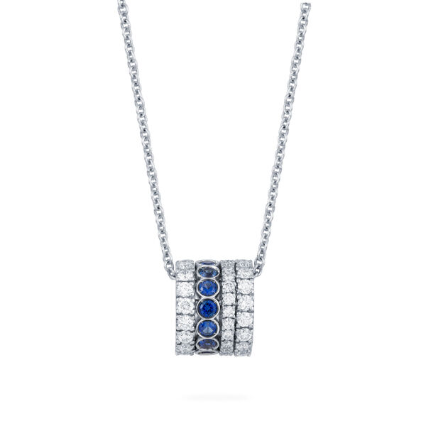 Sapphire and Diamond Barrel Pendant Necklace