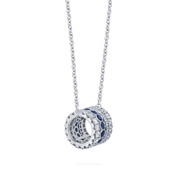 Sapphire and Diamond Barrel Pendant Necklace