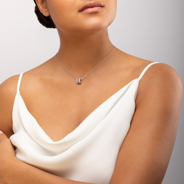 Sapphire and Diamond Barrel Pendant Necklace