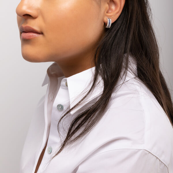 Sapphire and Diamond Huggie Earrings