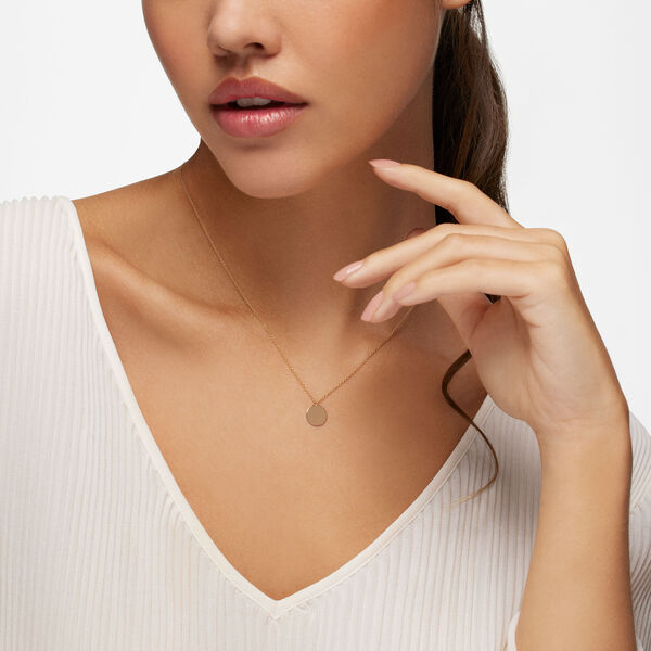 Engravable Yellow Gold Disc Pendant