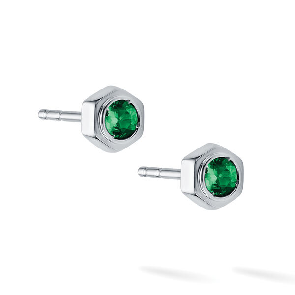 Emerald and Silver Stud Earrings