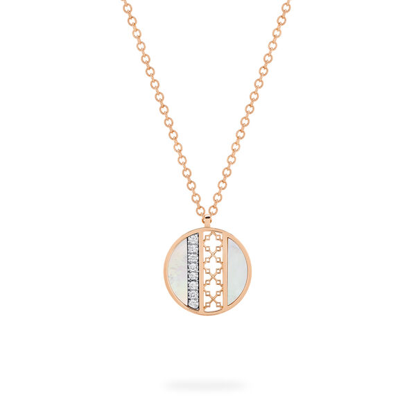 Mother-of-Pearl and Diamond Medallion Pendant Necklace, Medium (18 mm)
