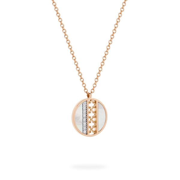 Mother-of-Pearl and Diamond Medallion Pendant Necklace, Medium (18 mm)