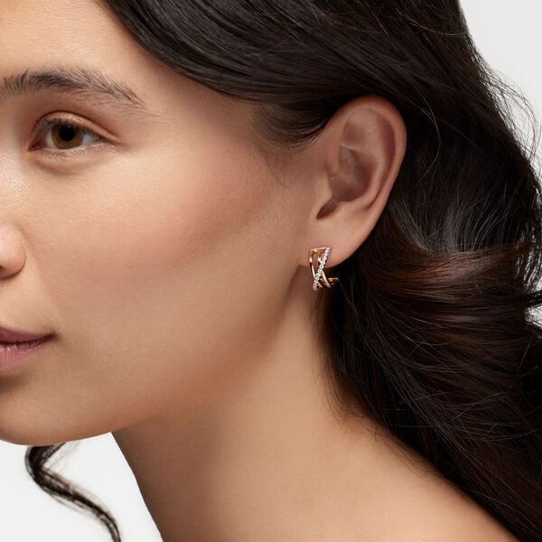 Three-Row Gold Hoop Earring