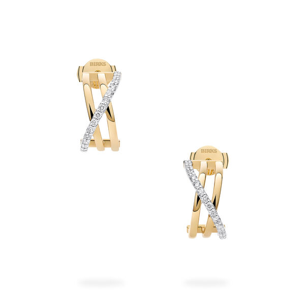 Three-Row Gold Hoop Earring