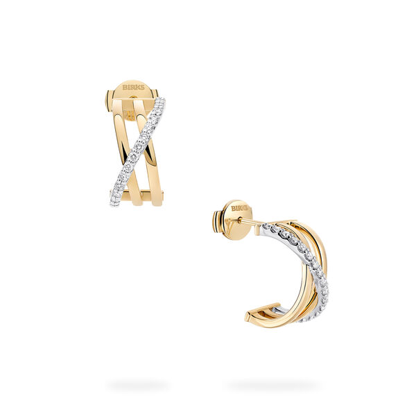Three-Row Gold Hoop Earring