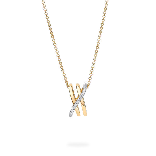 Three-Row Gold Hoop Pendant Necklace