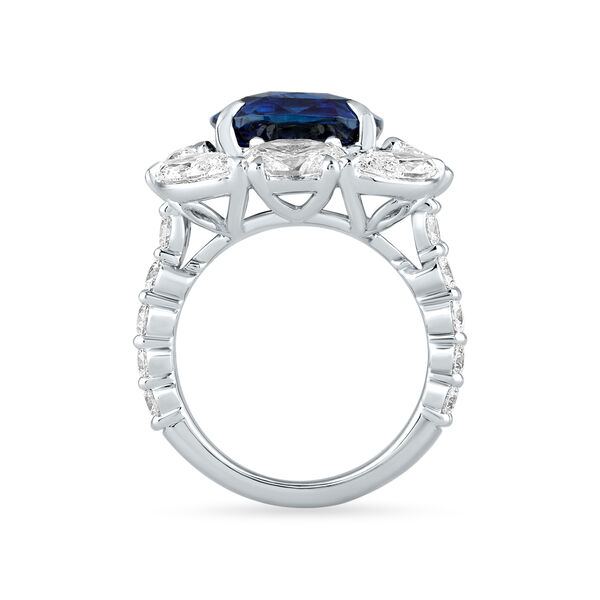 Sapphire Cushion-Cut Ring with Diamonds in White Gold