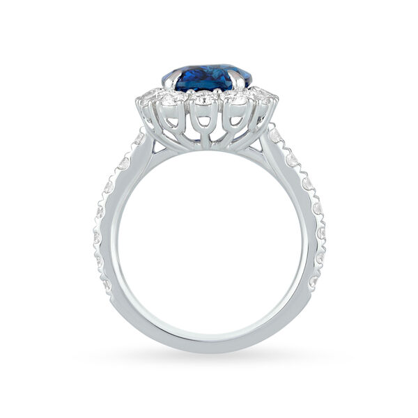 Sapphire Cushion-Cut Ring with Diamonds in White Gold