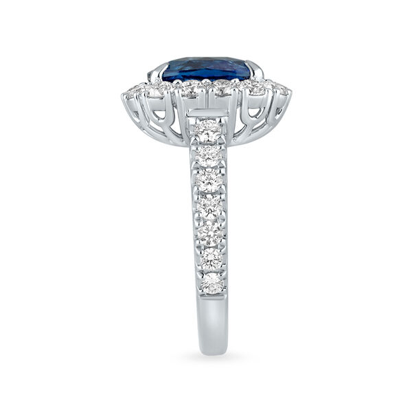 Sapphire Cushion-Cut Ring with Diamonds in White Gold