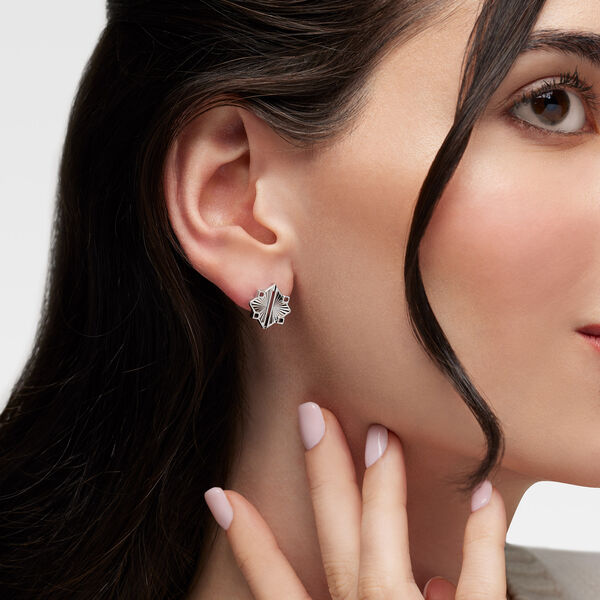 Guilloch&eacute; Sterling Silver Earrings, Small