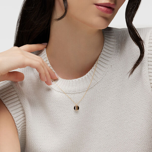 Onyx and Diamond Medallion Pendant Necklace, Mini (10 mm)