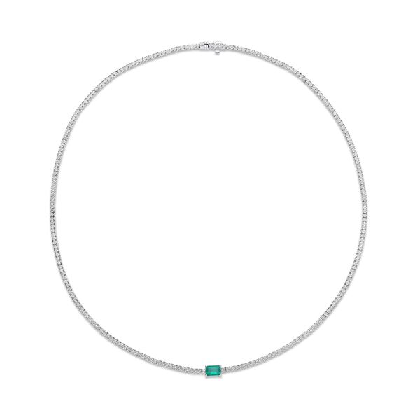 Emerald Line Necklace in White Gold