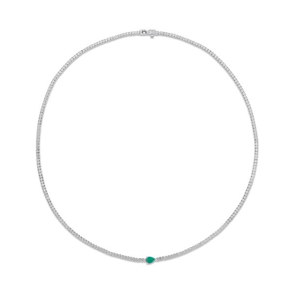 Emerald Line Necklace in White Gold