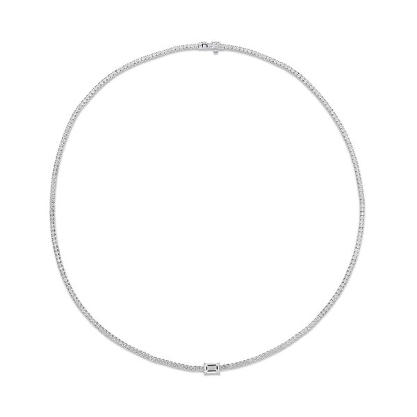 Diamond Line Necklace in White Gold