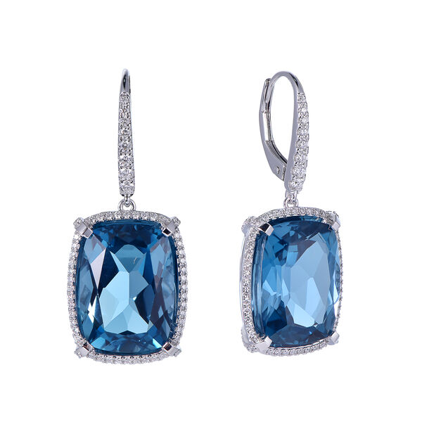 London Blue Topaz Earrings in White Gold