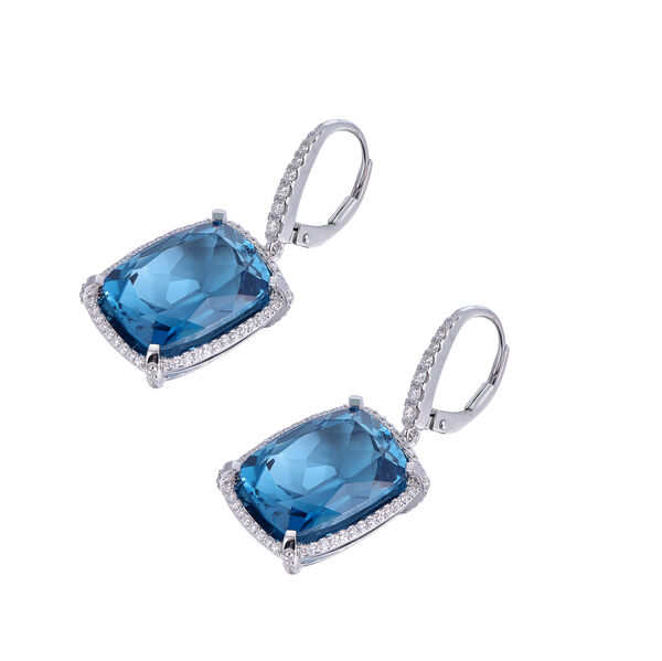 London Blue Topaz Earrings in White Gold