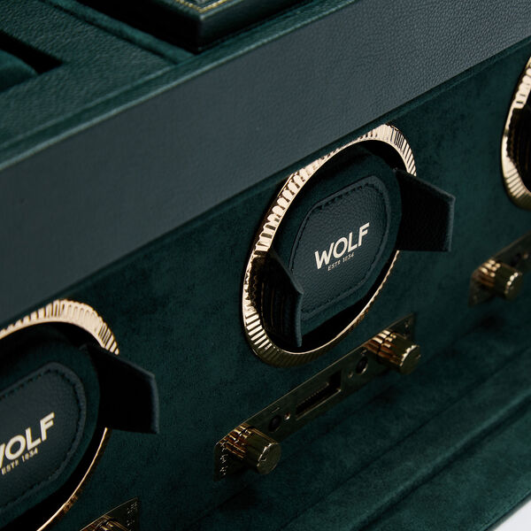 British Racing Green 3 Piece Watch Winder with Storage