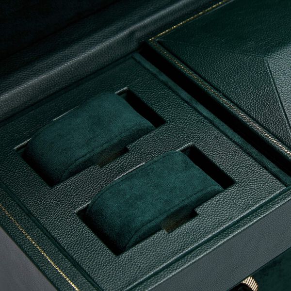 British Racing Green 3 Piece Watch Winder with Storage