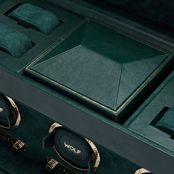 British Racing Green 3 Piece Watch Winder with Storage