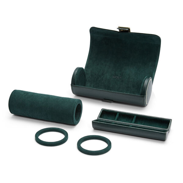 British Racing Green 3 Piece Watch Roll