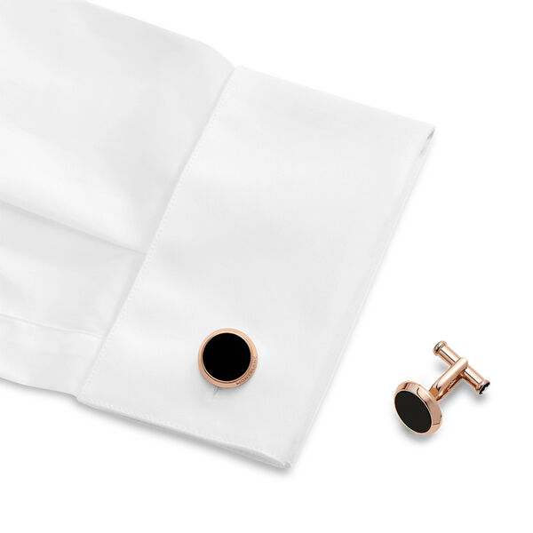 Meisterst&uuml;ck Red PVD Stainless Steel and Onyx Cufflinks