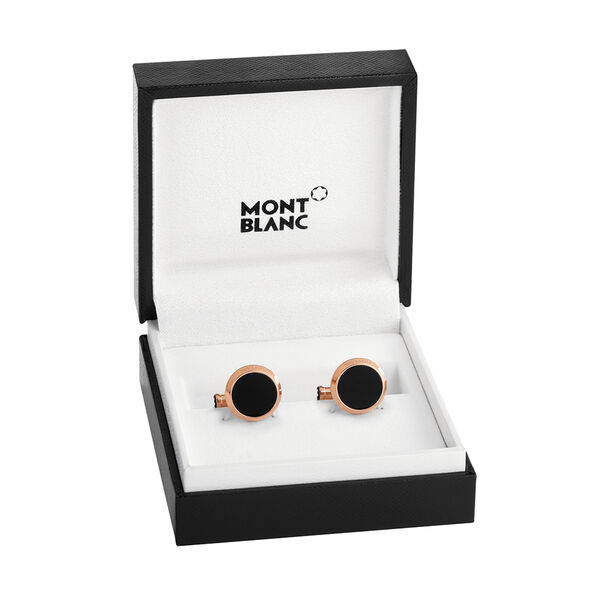 Meisterst&uuml;ck Red PVD Stainless Steel and Onyx Cufflinks