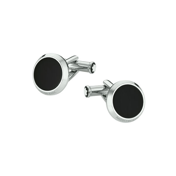 Meisterst&uuml;ck Stainless Steel and Onyx Cufflinks