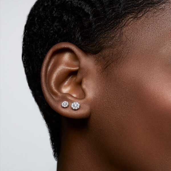 Diamond Cluster Stud Earrings, Large