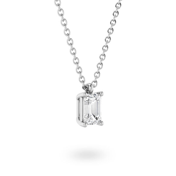 Emerald-Cut Diamond Pendant with Sapphire Accent