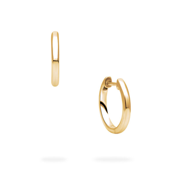 Yellow Gold Huggie Earrings, 15 mm