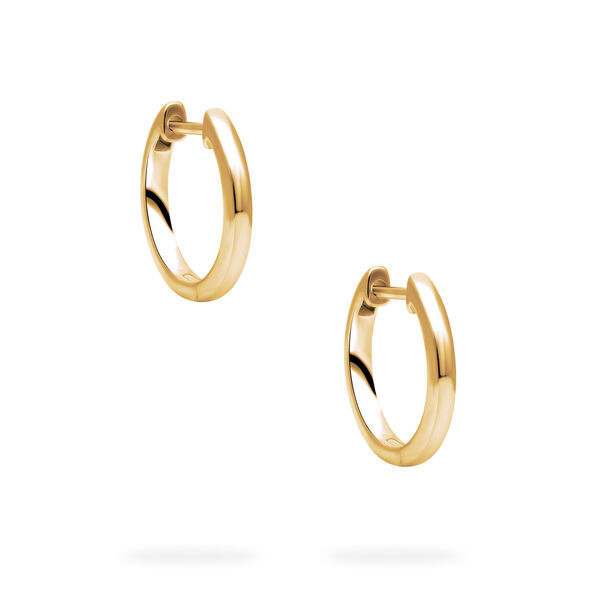 Yellow Gold Huggie Earrings, 15 mm