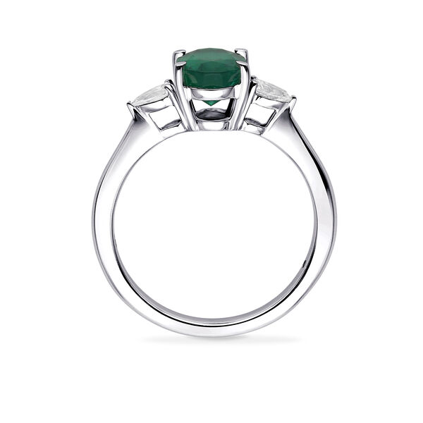 White Gold Emerald and Diamond Ring