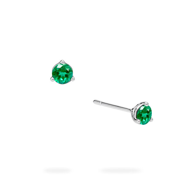 White Gold Emerald Stud Earrings