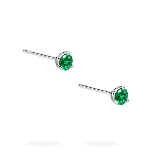 White Gold Emerald Stud Earrings