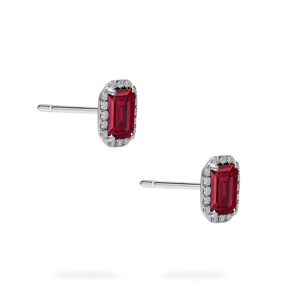 White Gold Ruby and Diamond Stud Earrings