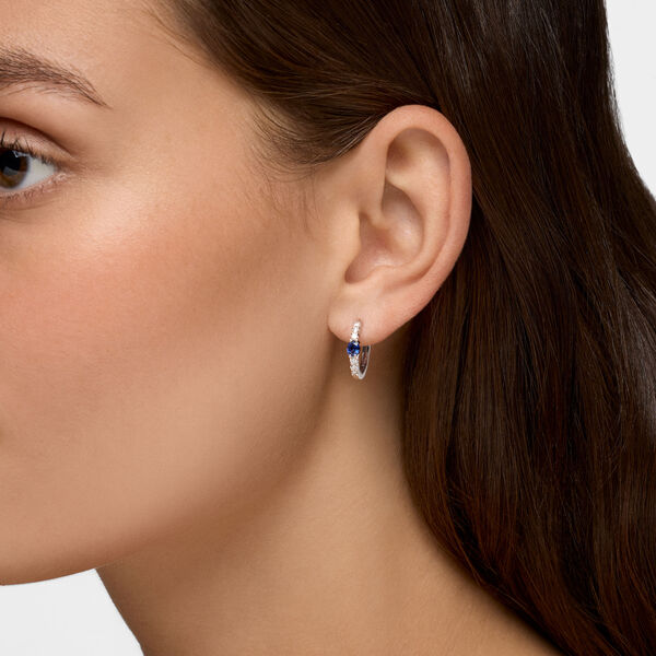 White Gold Sapphire and Diamond Hoop Earrings