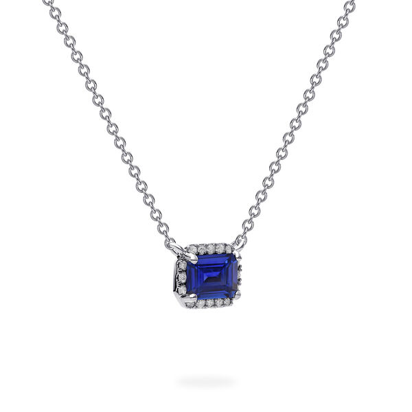 White Gold Sapphire and Diamond Pendant Neckalce