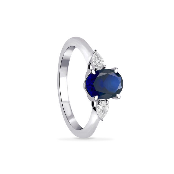 White Gold Sapphire and Diamond Ring