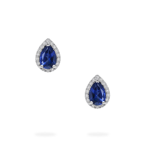 White Gold Sapphire and Diamond Stud Earrings