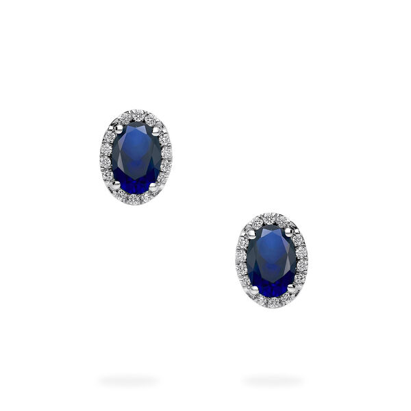 White Gold Sapphire and Diamond Stud Earrings