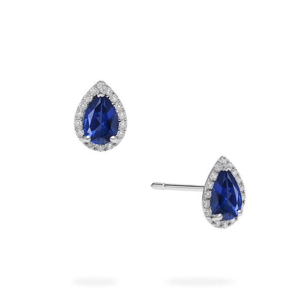 White Gold Sapphire and Diamond Stud Earrings