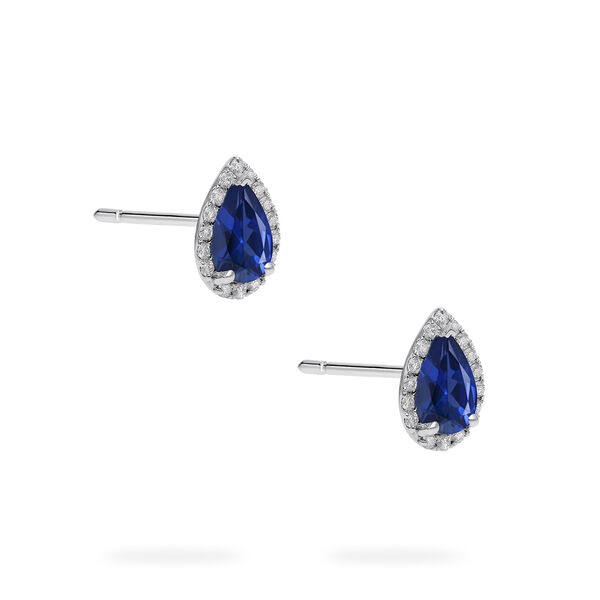 White Gold Sapphire and Diamond Stud Earrings