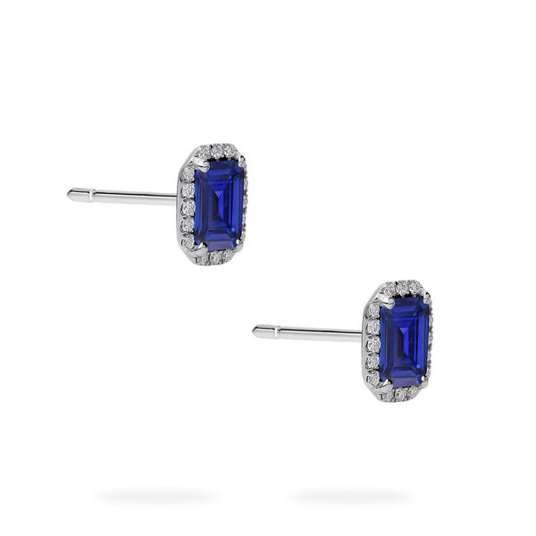 White Gold Sapphire and Diamond Stud Earrings