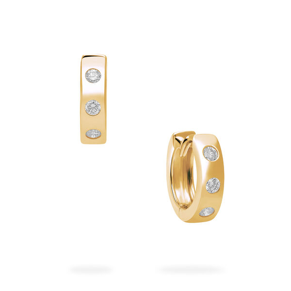 Yellow Gold Diamond Huggie Earrings For Babies