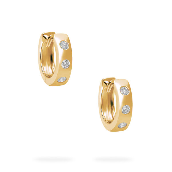 Yellow Gold Diamond Huggie Earrings For Babies