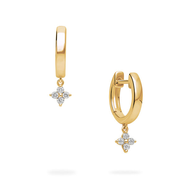 Yellow Gold Diamond Huggie Earrings For Kids